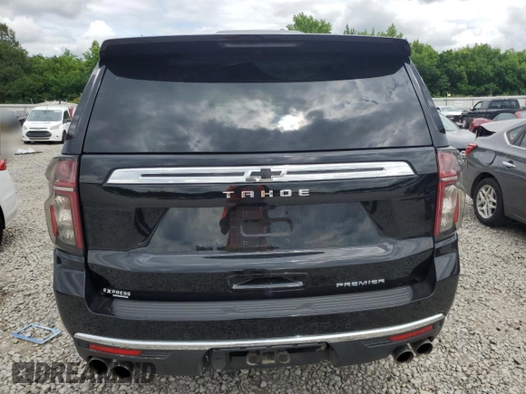 2023 Chevrolet Tahoe Premier with VIN 1GNSKSKD8PR279533, listed as a Copart auction lot 58755045 with 25,233 mi miles and Salvage title. Bid and sale history available at DreamBid. Image 6.