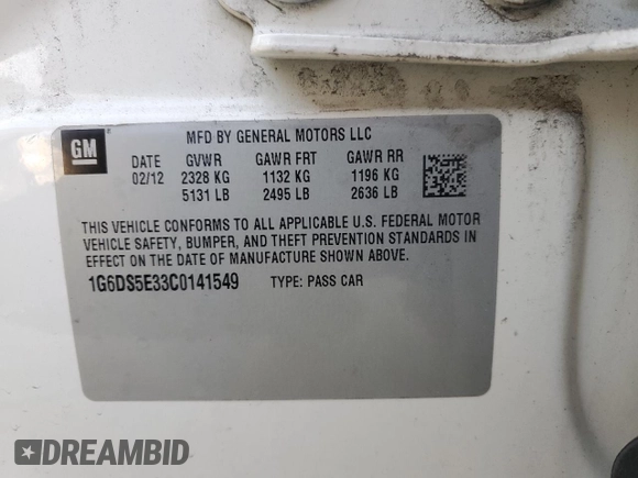 2012 Cadillac CTS Premium with VIN 1G6DS5E33C0141549, listed as a Copart auction lot 48480825 with 137,429 mi miles and Salvage title. Bid and sale history available at DreamBid. Image 12.