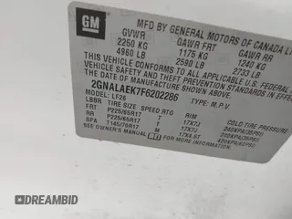 2015 Chevrolet Equinox LS with VIN 2GNALAEK7F6202286, listed as a IAAI auction lot 41948915 with 183,359 mi miles and . Bid and sale history available at DreamBid. Image 9.