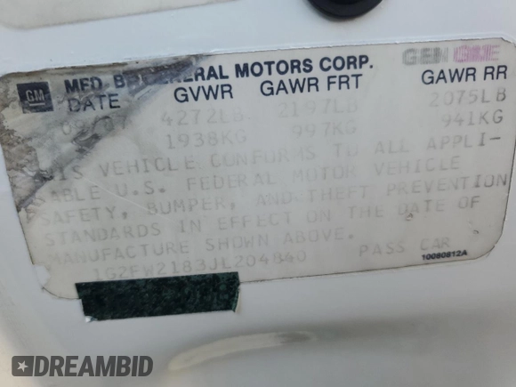 1988 Pontiac Firebird z VIN 1G2FW2183JL204840, wystawiony jako Copart lot #69142254 z przebiegiem 62 529 mil mil oraz Czysty tytuł • Clean title. Historia ofert i sprzedaży dostępna na DreamBid. Obrazek 12.