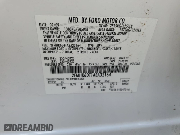 2010 Ford Flex Limited w/Ecoboost with VIN 2FMHK6DT1ABA32164, listed as a Copart auction lot 43069825 with 219,660 mi miles and Salvage Title. Bid and sale history available at carsss.com. Image 13.