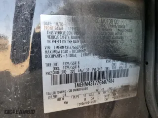 2007 Mercury Montego Premier with VIN 1MEHM43177G607984, listed as a Copart auction lot 76375754 with 0 mi miles and Salvage Title. Bid and sale history available at carsss.com. Image 15.