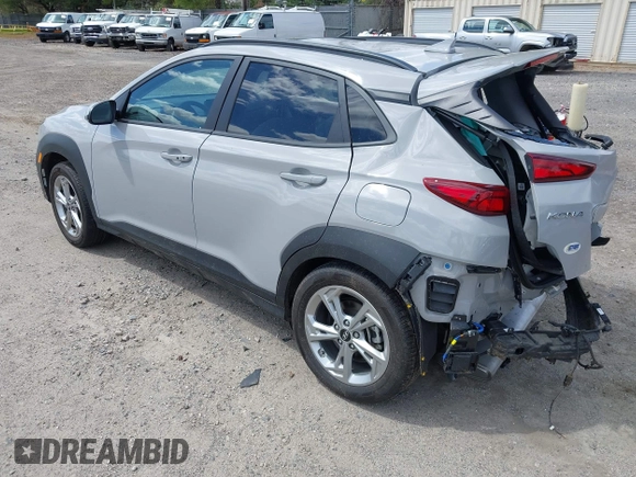 2023 Hyundai Kona SEL with VIN KM8K6CAB9PU999533, listed as a IAAI auction lot 42053046 with 15,506 mi miles. Bid and sale history available at carsss.com. Image 3.